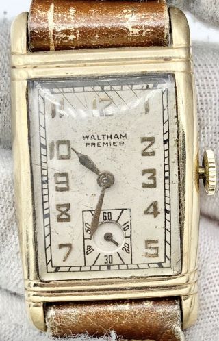 Sweet Vintage Art Deco 10k Gold Filled Waltham Premier 17j Swiss Curved Watch