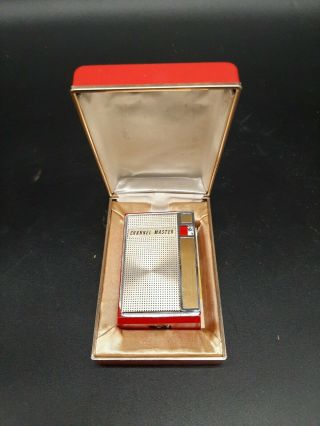 Vintage Channel Master Red Transistor Radio Micrette 7 Model 6448 / Papers,  Box