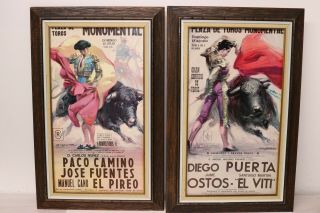 Illinois Moulding Co Prints Wall Art Set 2 Bull Fighters Mid Century Modern
