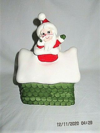 Vtg Mcm Lefton Santa Down Gingerbread Chimney Ceramic Christmas Cookie Jar