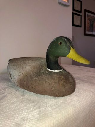 Vintage L.  L.  Bean Cork Drake Mallard Duck Decoy
