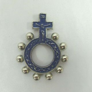 Finger Rosary Ring Vintage Catholic Pocket Cross Made In Italy