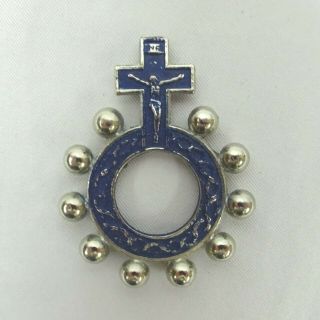 Finger Rosary Ring Vintage Catholic Pocket Cross made in Italy 2