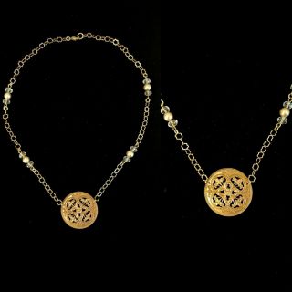 Vintage 1930s Art Nouveau French Made Filigree Crystal Necklace Die Struck