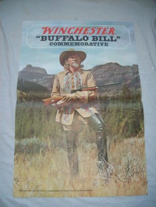 Scarce Buffalo Bill Commemorative Winchester Model 94 Display Poster Sign 1970 