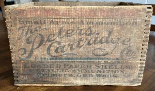 Vintage The Peters Cartridge Co.  Wooden Box Small Arms Ammunition 14.  5 X 9 X 9
