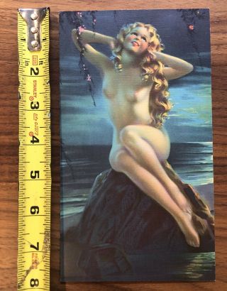 Vintage Art Deco Nude Sea Nymph Pin - Up Print Maid Of The Mist 1930s