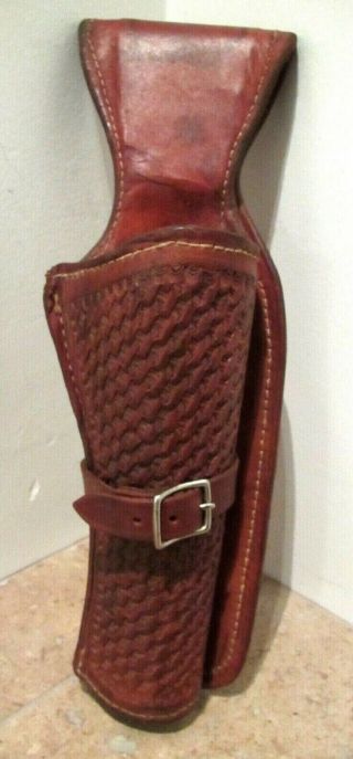 Vintage Brown Viking Western Buscadero Leather Gun/revolver Holster,  Hand - Tooled