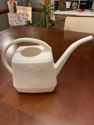 Vintage Misco Small Indoor Outdoor Plastic Watering Can White Rose Retro