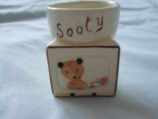 Vintage Egg Cup Sooty Teddy Bear Ceramic Pottery 1950 
