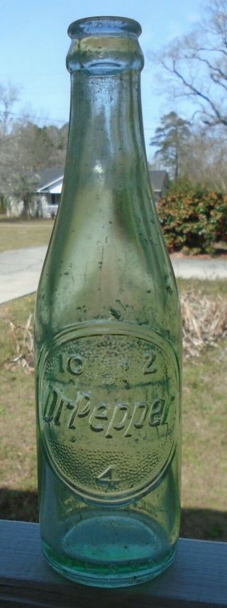 Vintage 10 2 4 Dr.  Pepper Min.  Cont.  6 Fl.  Ozs.  Green Glass Soda Bottle