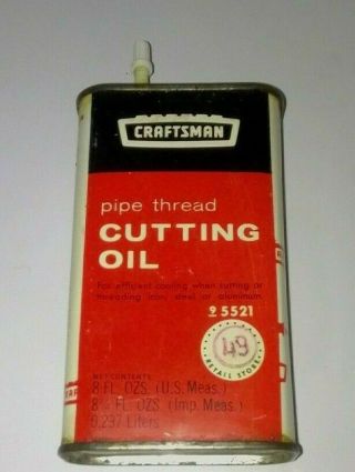 Vintage 90 Full 9 5521 Sears Craftsman 8oz.  Pipe Thread Cutting Oil Can,  Cap