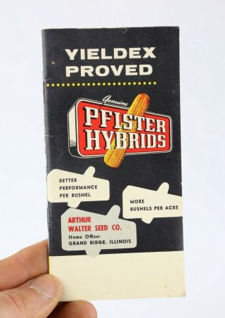 Vtg Pfister Hybrids Corn Farm Notebook Pocket Ledger 1950s Booklet Advertising
