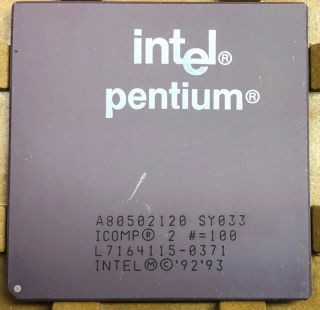 Intel Pentium 120 Mhz Processor A80502120 Sy033 Vintage