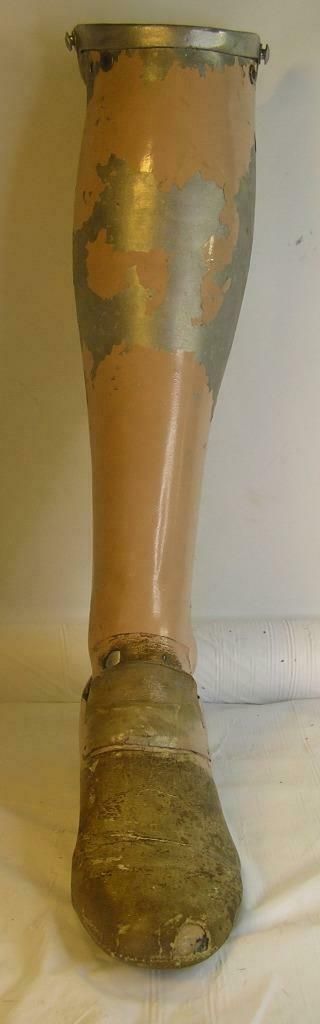 Vintage Metal Lower Limb - Left Leg Amputee Prosthetic - Articulated Ankle - - Wear