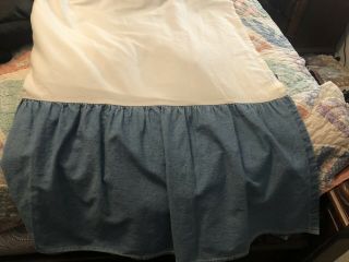 Vintage Ralph Lauren Bed Skirt Denim Blue 14” Drop Gathered Twin Made In Usa
