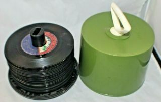 Vintage Disk Go Case Green 45 Rpm Record Storage Holder Fifty One Records