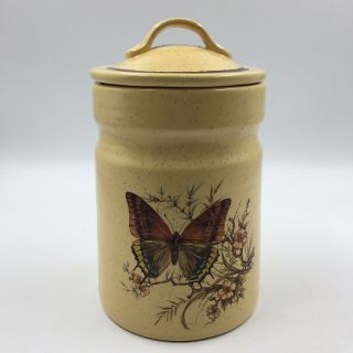 Vtg Treasure Craft Ceramic Butterfly Canister Kitchen Cookie Jar Storage Decor