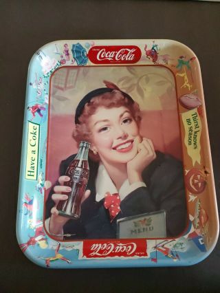 Vintage 1953 Coca Cola Girl Thirst Knows No Season Metal Serving Tray