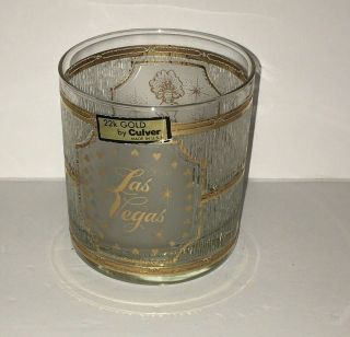 1 Vintage Las Vegas Old Fashion On The Rocks Glass 22k Gold By Culver Usa