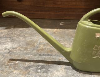 Vintage Plastic Green Watering Can Small Houseplants Flowers Long Reach 3