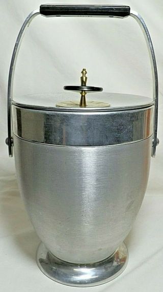 Vintage Mid Century Atomic Kromex Spun Aluminum Ice Bucket Wine Cooler Art Deco