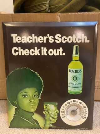 Teacher’s Scotch Whiskey Advertising Thermometer Sign 9” X 11” Vintage