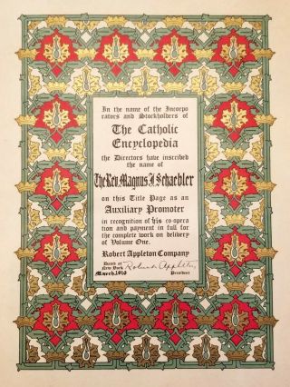 The Catholic Encyclopedia,  1907,  1914,  Complete Set of 15 Vol.  & Index, 2