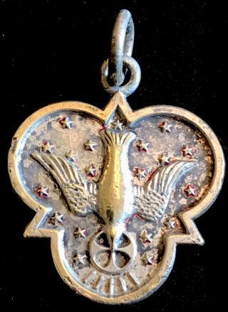 Vintage Catholic 1955 Holy Spirit Confirmation Silver Tone Medal