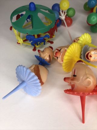 Vintage CLOWN Circus Hard Plastic Cake Topper Pick Pic Decoration Party Cute B7 2