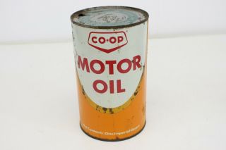 Vintage CO - OP Motor Oil Can Tin1 Imperial Quart (Empty) Advertising Gas M54 3
