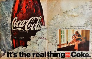Vtg 1970 Coca Cola Coke The Real Thing Guitar Girl Advertisement Print Ad