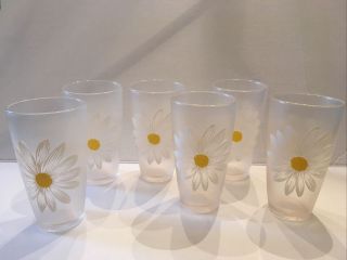 H J Stotter Set (6) Acrylic Drinking Cup Glasses Daisy Flower Vtg Mcm
