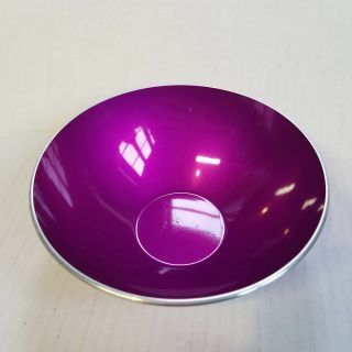 Emalox Of Norway Purple Enamel Bowl,  Silver Trim - 5.  75in Wide,  2in Tall