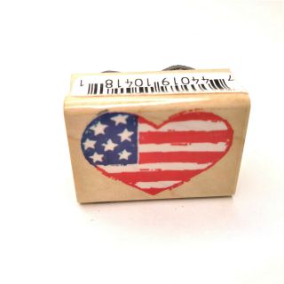 Vintage Stampendous Rubber Stamp Patriot Heart Flag Craft