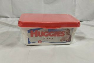 Vintage 1996 Huggies Baby Diaper Wipes Container Rare W/ Wipes
