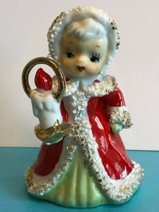 Vintage 1950’s Lefton Christmas Angel Bell Holding A Candle