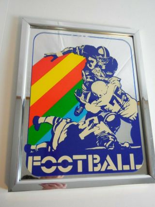 Vtg Intercraft Industries Corp 1976 Football Sports Retro Mirror Wall Art 11x14