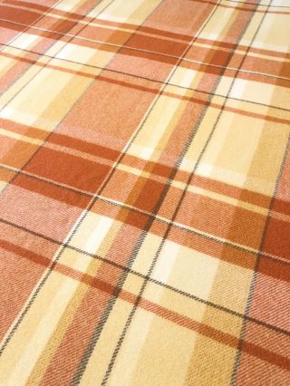 Vintage Mid - Century Retro Wool Blanket 82x61 Orange Yellow Plaid