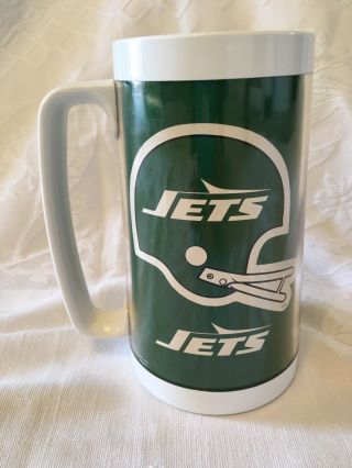 Vintage 1978 York Jets Football Nfl Thermo Serv Coffee Mug 16 Oz 6.  5 " Tall