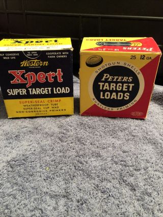 Empty Vintage Peters 12 Ga Gauge Shotgun Shell Box Target Loads,  Western Xpertbox