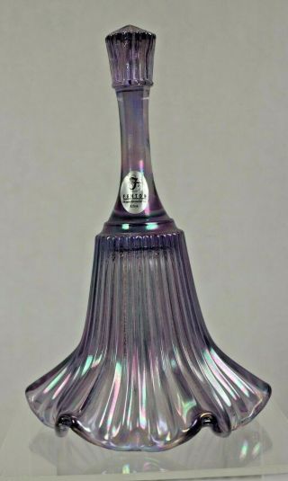 Vintage Fenton Art Glass Iridescent Carnival Fluted Ribbed Lavender Purple Bell