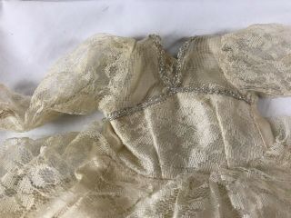 Vintage Doll Satin & Lace Wedding Ivory Dress 13” Tall 2