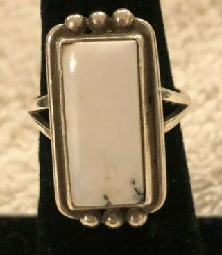 Vintage Oliver Smith Sterling Silver & White Buffalo Turquoise Ring Sz 7 Signed