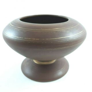 Inarco Planter Vase Mid Century Modern Brown With Gold Great Lines Mcm