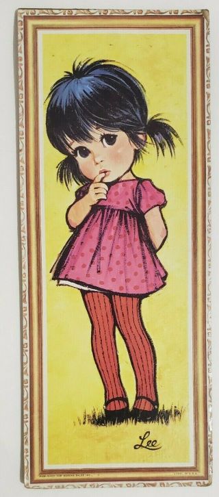 Vintage Lee Big Eyed Girl Pink Dress Litho Usa Art Print Wall Decor Soroka Sales