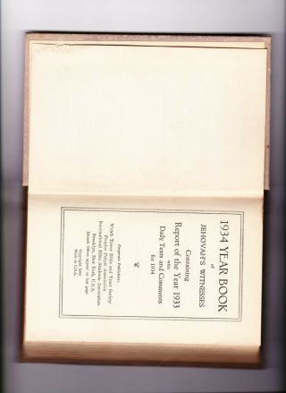 1934 YEAR BOOK of JEHOVAH ' S WITNESSES Watchtower IBSA 2