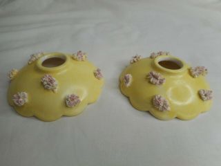2 Vintage 1950s Holt Howard Spaghetti Candle Holders Yellow Pink Easter