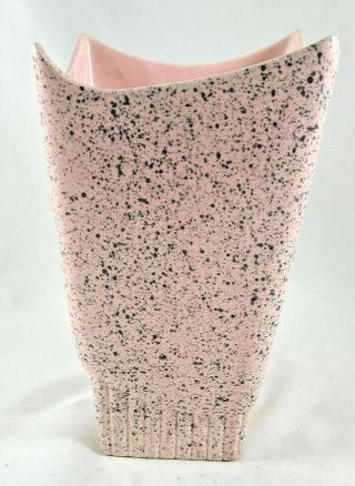 Stanford Sebring Ohio Mid Century Art Deco Pink Black Splatter - Ware Vase