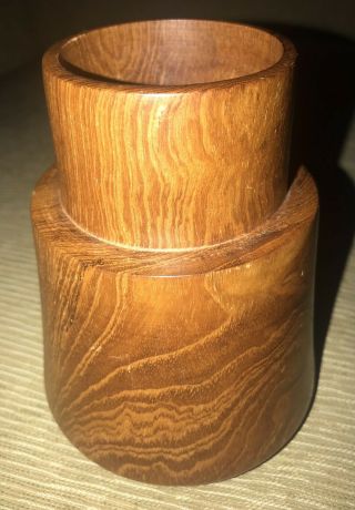 Vintage Mid - Century Modern Teak Wood Candle Holder By Dolphin Made In Thailand